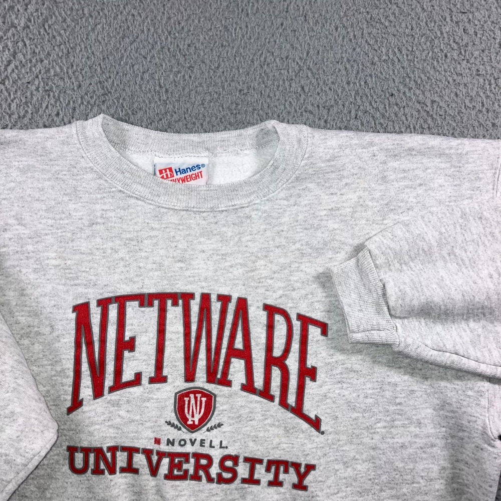 Vtg 90s Hanes NetWare University Novell Tech Crewneck Sweatshirt L Heavyweight